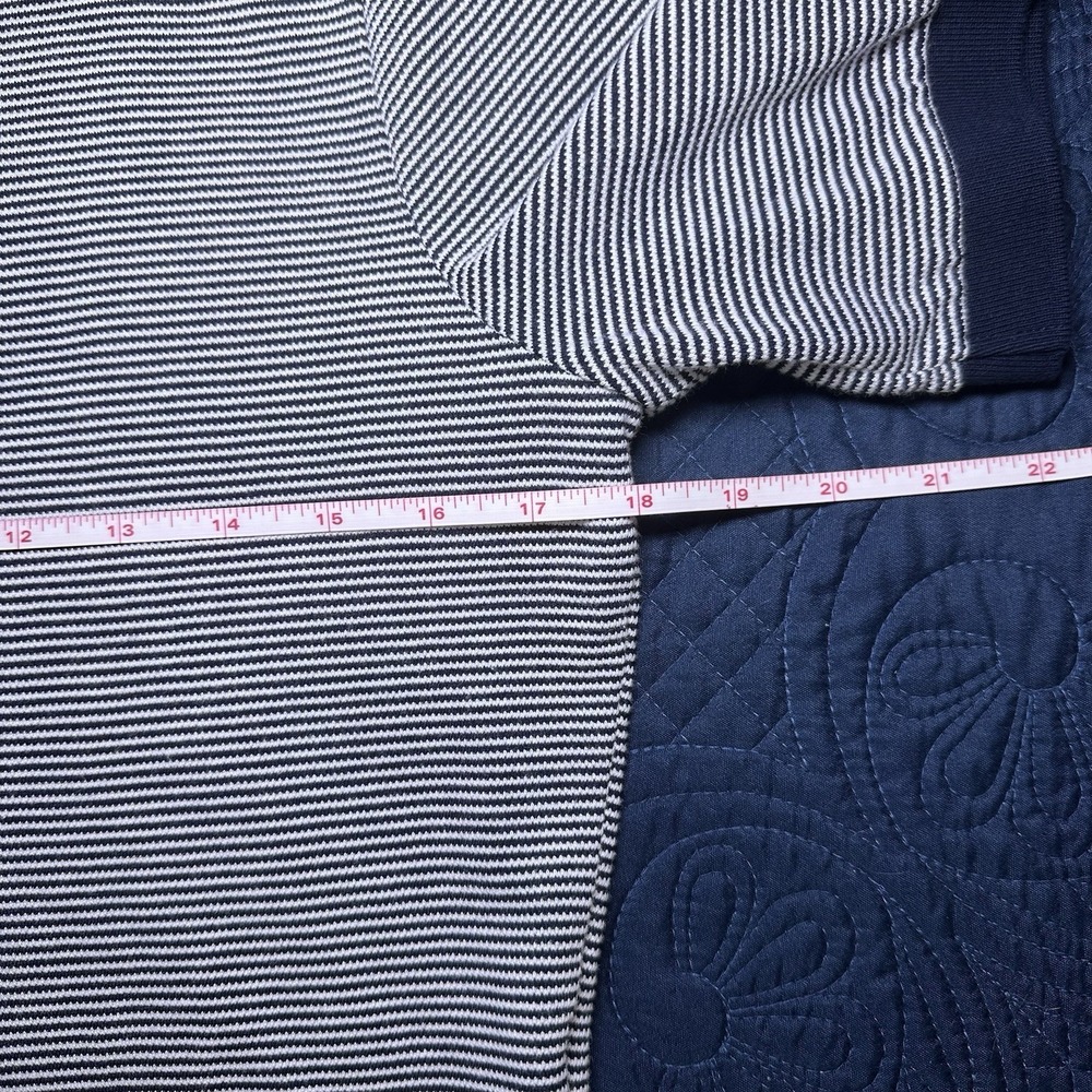 Madewell Womens Striped Knit Cropped Polo Navy White Short Sleeve Ribbed Size S - Picture 7 of 8